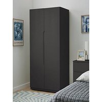 One Call Monaco Ready Assembled 2 Door Wardrobe - Dark Grey Gloss