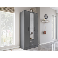 Birlea Lynx 3 Door 2 Drawer Wardrobe Grey Wardrobe