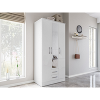 Birlea Lynx 3 Door 2 Drawer Wardrobe White Wardrobe