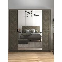 Very Home Chevry 5 Door Mirrored Wardrobe - Grey Oak