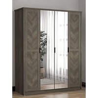 Very Home Chevry 4 Door Mirrored Wardrobe - Grey Oak