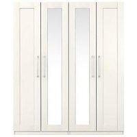 One Call Frodsham Part Assembled 4 Door Mirrored Wardrobe