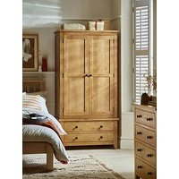 Julian Bowen Marlborough 2 Door, 2 Drawer Solid Oak/Oak Veneer Combination Wardrobe