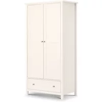 Julian Bowen Maine Surf White 2 Door 1 Drawer Double Wardrobe