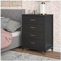 Cosmoliving By Cosmopolitan Westerleigh 4 Drawer Chest - Black/Gold