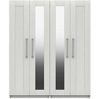 One Call Regal Part Assembled 4 Door Centre Mirror Wardrobe