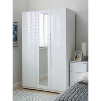 One Call Monaco Part Assembled High Gloss 3 Door Mirrored Wardrobe - Express Delivery Available