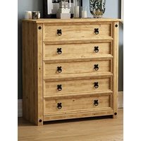 Vida Designs Corona Rustic Solid Pine 5 Drawer Chest