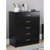 Vida Designs Riano 5 Drawer Compact Chest - Black