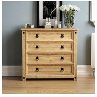 Vida Designs Corona Solid Pine Rustic 4 Drawer Chest