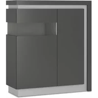 Furniture To Go Lyon Platinum High Gloss and Grey Gloss 2 Door Designer Cabinet LHD