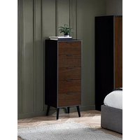 Julian Bowen Alba 5 Drawer Narrow Chest - Black/Walnut