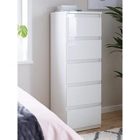 Very Home Layton Gloss 5 Drawer Narrow Chest - White - Fsc&Reg; Certified