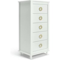 Bardot 5 Drawer Tallboy White Stylish and Compact Bedroom Storage Solution