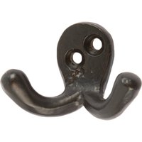 50mm x 35mm Black Double Coat Hook