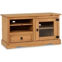 Seconique Corona Pine and Glass 1 Door 1 Drawer TV Cabinet