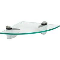 20cm Floating Glass Corner Shelf with Chrome Fixings