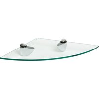 30cm Floating Glass Corner Shelf with Chrome Fixings
