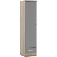 Seconique Nevada Grey Gloss and Oak 1 Door 1 Drawer Wardrobe