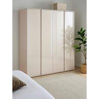 Very Home Layton Gloss 4 Door Wardrobe With 3 Internal Drawers - Oatmeal