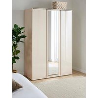 Very Home Layton Gloss 3 Door Mirrored Wardrobe - Oatmeal