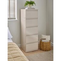 Very Home Layton Gloss 5 Drawer Narrow Chest - Oatmeal