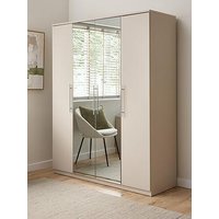 Very Home Prague 4 Door, 3 Drawer Mirrored Wardrobe - Oatmeal