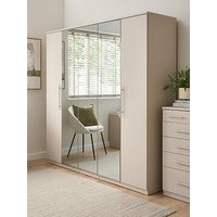 Very Home Prague 5 Door Mirrored Wardrobe - Oatmeal