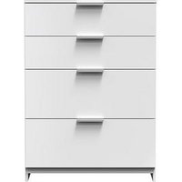 Swift Adair Ready Assembled 4 Drawer Deep Chest - Matt White
