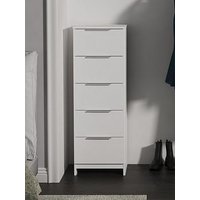 Swift Adair Ready Assembled 5 Drawer Tallboy - Matt White
