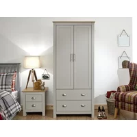 GFW Lancaster Grey and Oak 2 Door 2 Drawer Wardrobe