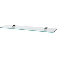 60cm Rounded Floating Glass Shelf with Chrome Fixings
