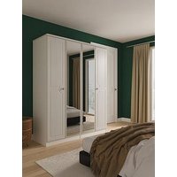 Swift Cambridge 4 Door Double Mirror Wardrobe - Ready Assembled