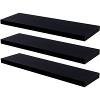 100cm Black Modern Floating Shelves - Pack of Three