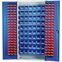 Machine Mart Xtra Barton 013066 Louvre Panel Cabinet with 120 Red & 60 Blue Bins