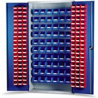 Barton Storage Barton Topstore 013074 Louvre Panel Cabinet (120 Red and 60 Blue Bins)