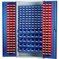 Barton Storage Barton Topstore 013078 Louvre Panel Cabinet (120 Red and 110 Blue Bins)