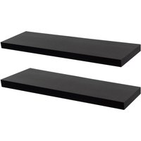 100cm Black Modern Floating Shelves - Pack of Two