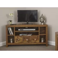GFW Jakarta Mango Wood Effect Corner 3 Drawer TV Cabinet