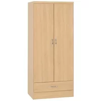 Seconique Nevada Sonoma Oak 2 Door 1 Drawer Double Wardrobe