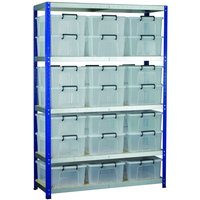 Machine Mart Xtra Barton Storage Eco-Rax Shelving Unit With 21 24 Litre Storemaster Containers