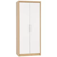 Seconique Seville White High Gloss and Oak 2 Door Double Wardrobe