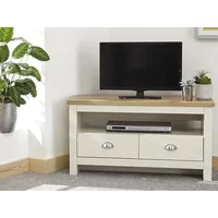 GFW Lancaster Cream and Oak 2 Drawer Corner TV Cabinet