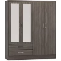 Seconique Nevada Black 4 Door 2 Drawer Mirrored Wardrobe