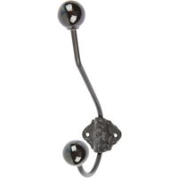 50mm x 180mm Black Ceramic Ball Hat & Coat Hook