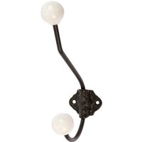 50mm x 180mm White Ceramic Ball Hat & Coat Hook