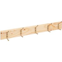 5 Hook Pine Coloured Wooden Wall-Mounted Coat Rack