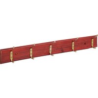 5 Hook Mahogany Coloured Wooden Wall-Mounted Coat Rack