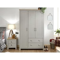 GFW Lancaster Grey and Oak 3 Door 2 Drawer Wardrobe
