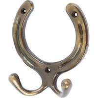 100mm x 110mm Brass Horse Shoe Double Coat Hook
